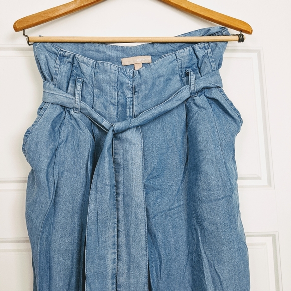 Paper Bag Chambray Wide Leg Pants - Picture 4 of 8